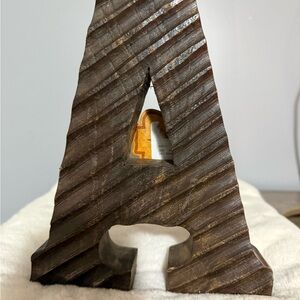 Rustic Brown Wooden Letter A Accent Sculpture